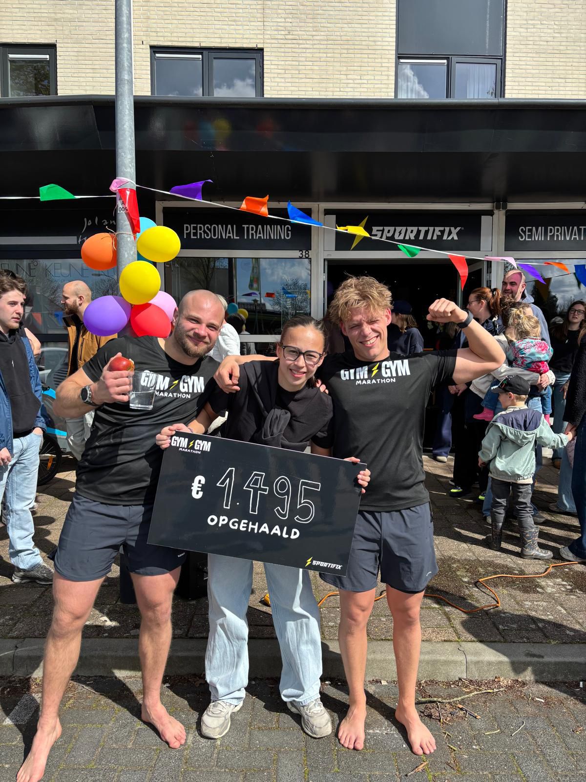Finish van de Gym ⚡ Gym Marathon 2026 met het opgehaalde bedrag